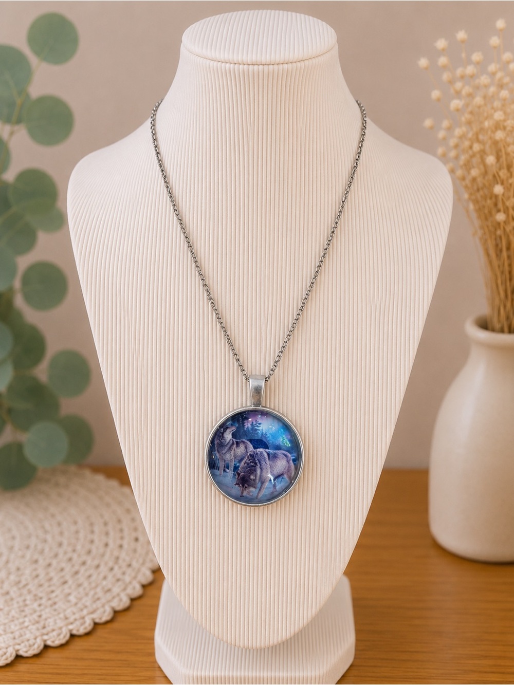 Handmade Wolf Pendant Necklace